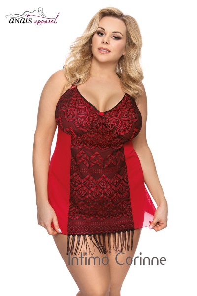 Dharma - Chemise rossa e nera con frange e stringatura posteriore. Dharma - Chemise rossa e nera con frange e stringatura posteriore.