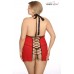 Dharma - Chemise rossa e nera con frange e stringatura posteriore. Dharma - Chemise rossa e nera con frange e stringatura posteriore.
