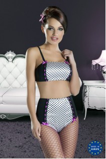 Channel Set: completo intimo a pois con rifiniture fucsia. Channel Set: completo intimo a pois con rifiniture fucsia.