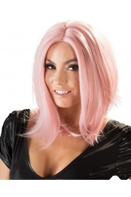 Parrucca rosa a caschetto.