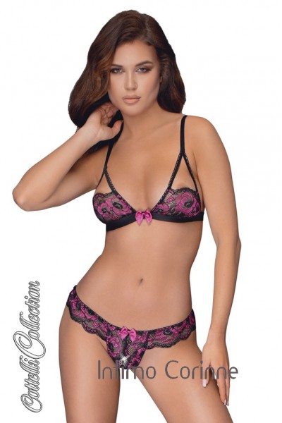 Intimo sexy 2 pezzi in pizzo bicolore con fiocchi. Intimo sexy 2 pezzi in pizzo bicolore con fiocchi.