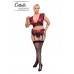 Set bondage in pizzo nero e tessuto rosso. Set bondage in pizzo nero e tessuto rosso.