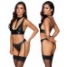 Completo intimo 2 pezzi in tessuto nero opaco. Completo intimo 2 pezzi in tessuto nero opaco.