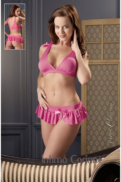 Completino intimo top, minigonna e tanga rosa. Completino intimo top, minigonna e tanga rosa.