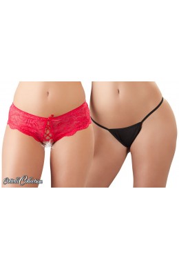 Conf. 2 pezzi. Culotte rosse + perizoma nero. Conf. 2 pezzi. Culotte rosse + perizoma nero.