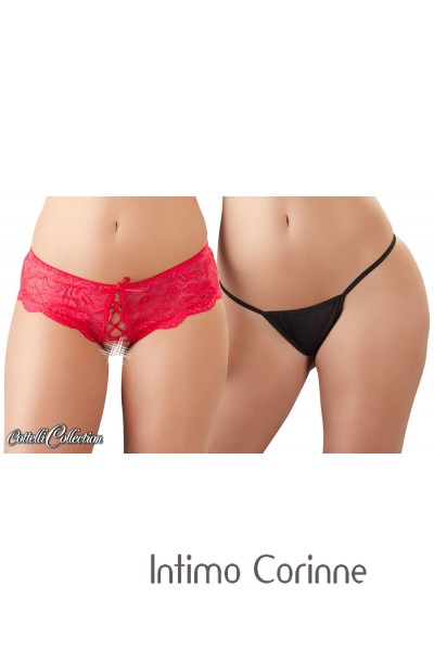 Conf. 2 pezzi. Culotte rosse + perizoma nero. Conf. 2 pezzi. Culotte rosse + perizoma nero.