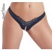 Tanga aperto al cavallo con perle. Nero. Tanga aperto al cavallo con perle. Nero.