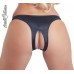 Tanga aperto al cavallo con perle. Nero. Tanga aperto al cavallo con perle. Nero.