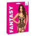 Catsuit nera a rete con ricami ed anelli. Catsuit nera a rete con ricami ed anelli.