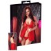 Babydoll rosso in microrete con coppe in pizzo. Babydoll rosso in microrete con coppe in pizzo.
