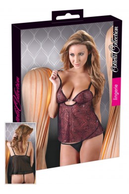 Babydoll bordeaux con catena argentata. Babydoll bordeaux con catena argentata.