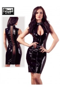 Abito in vinile con zip e stringatura posteriore. Abito in vinile con zip e stringatura posteriore.
