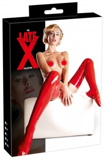 Coprigambe rosso in latex. Coprigambe rosso in latex.