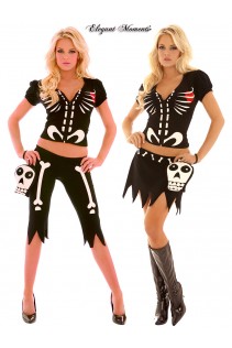 Costume scheletro 4 pezzi. Include gonna e pinocchietti. Costume scheletro 4 pezzi. Include gonna e pinocchietti.