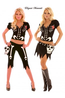 Costume scheletro 4 pezzi. Include gonna e pinocchietti. Costume scheletro 4 pezzi. Include gonna e pinocchietti.