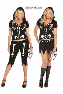 Costume scheletro 4 pezzi 3/4X. Include gonna e pinocchietti. Costume scheletro 4 pezzi 3/4X. Include gonna e pinocchietti.