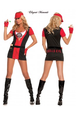 Costume giocatrice freccette 6 pezzi.