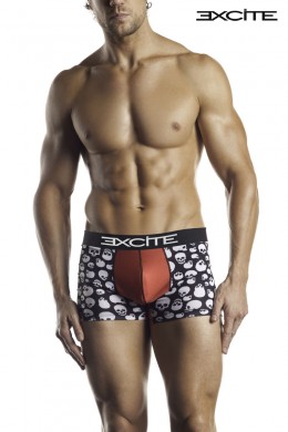 Boxer con teschi ed inserto frontale rosso. Boxer con teschi ed inserto frontale rosso.
