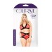 Completo 2 pezzi in pizzo rosso con fasce nere. Completo 2 pezzi in pizzo rosso con fasce nere.