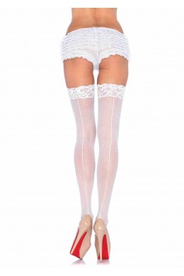 Calze con balza in pizzo e riga. XL Calze con balza in pizzo e riga. XL