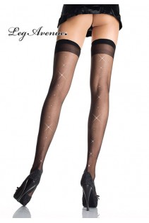 Leg Avenue: Calze con strass sulla riga posteriore. XL Leg Avenue: Calze con strass sulla riga posteriore. XL