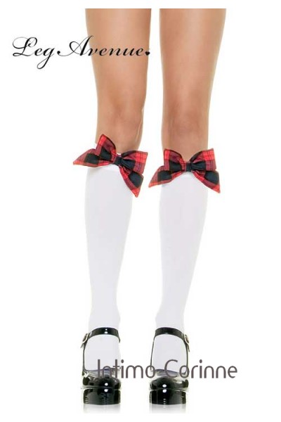 Leg Avenue: calze bianche con fiocco plaid