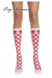 Leg Avenue: gambaletti con disegno stringatura e fiocco Leg Avenue: gambaletti con disegno stringatura e fiocco