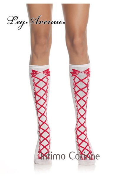 Leg Avenue: gambaletti con disegno stringatura e fiocco Leg Avenue: gambaletti con disegno stringatura e fiocco