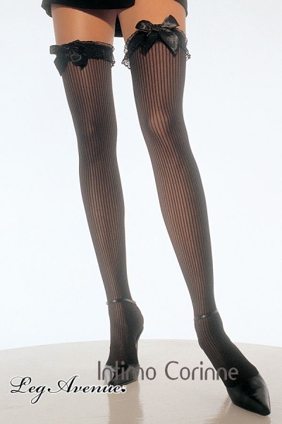 LEG AVENUE: calze Francesine a righe con fiocco. LEG AVENUE: calze Francesine a righe con fiocco.