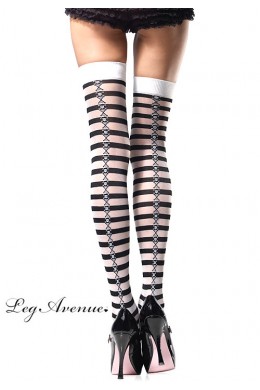 LEG AVENUE: calze a righe con piccoli teschi. LEG AVENUE: calze a righe con piccoli teschi.