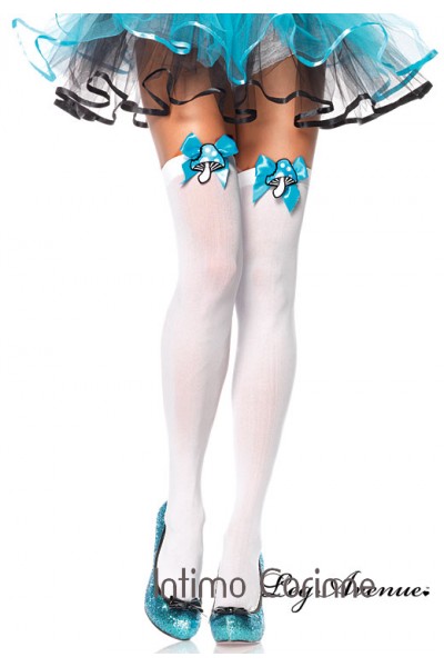 Leg Avenue: calze bianche con disegno di fungo. Leg Avenue: calze bianche con disegno di fungo.