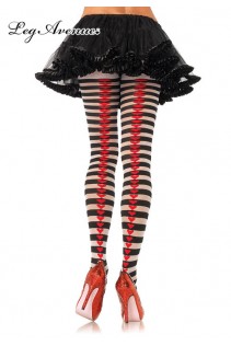 Leg Avenue: collant a righe con cuori. Leg Avenue: collant a righe con cuori.