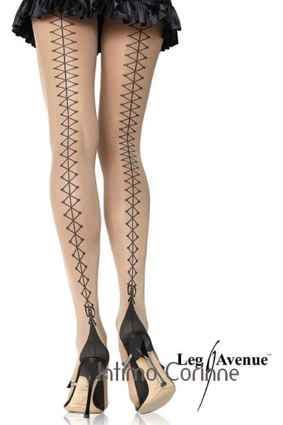 Collant con tallone cubano e finta stringatura. Collant con tallone cubano e finta stringatura.