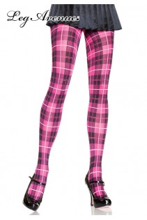 Leg Avenue: collant disegno plaid rosa. Leg Avenue: collant disegno plaid rosa.