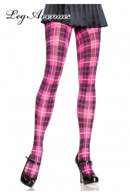 Leg Avenue: collant disegno plaid rosa. Leg Avenue: collant disegno plaid rosa.