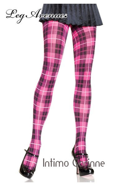 Leg Avenue: collant disegno plaid rosa. Leg Avenue: collant disegno plaid rosa.