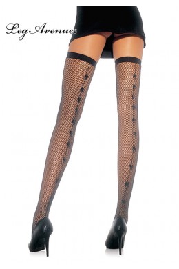 Leg Avenue: calze a rete con fiocchetti e riga. Leg Avenue: calze a rete con fiocchetti e riga.