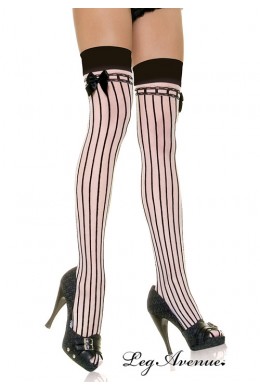 Leg Avenue: calze gessate con fiocco laterale. XL Leg Avenue: calze gessate con fiocco laterale. XL