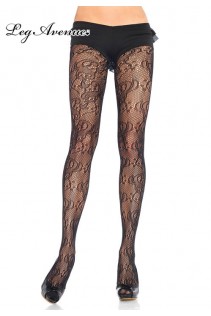 Leg Avenue: collant nero rete con disegno. Leg Avenue: collant nero rete con disegno.