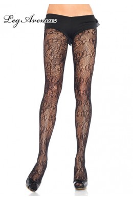 Leg Avenue: collant nero rete con disegno. Leg Avenue: collant nero rete con disegno.