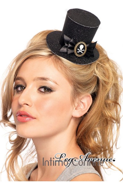 Leg Avenue: mini cappello glitterato con fiocco e cammeo. Leg Avenue: mini cappello glitterato con fiocco e cammeo.