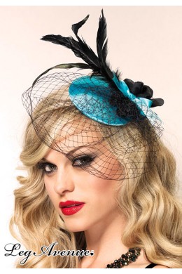Leg Avenue Burlesque: molletta azzurra con fiori e piume.