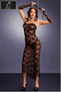 ME SEDUCE Branca: abito lungo in pizzo + 3 accessori. Nero ME SEDUCE Branca: abito lungo in pizzo + 3 accessori. Nero