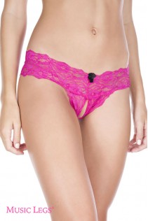 Music Legs: tanga in pizzo aperto al cavallo. Rosa Music Legs: tanga in pizzo aperto al cavallo. Rosa