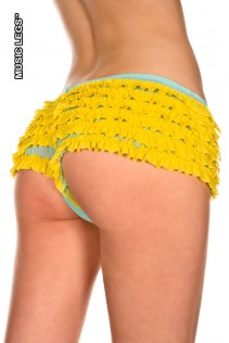 Music Legs: culotte verde acqua con balze gialle. Music Legs: culotte verde acqua con balze gialle.