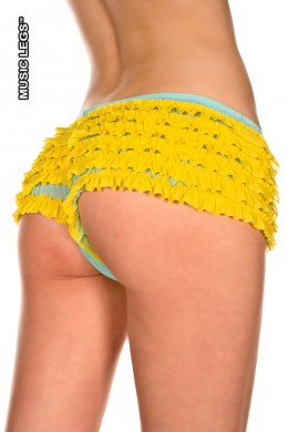 Music Legs: culotte verde acqua con balze gialle. Music Legs: culotte verde acqua con balze gialle.