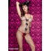 Music Legs: catsuit a rete con fiocchetti in satin sulla scollatura Music Legs: catsuit a rete con fiocchetti in satin sulla scollatura