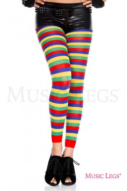 Leggings a righe orizzontali multicolore. Leggings a righe orizzontali multicolore.