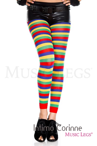 Leggings a righe orizzontali multicolore. Leggings a righe orizzontali multicolore.