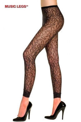 Music Legs: pantacollant neri con lavorazione floreale. Music Legs: pantacollant neri con lavorazione floreale.
